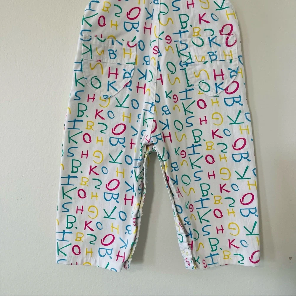 Vintage OshKosh B'gosh White Alphabet Print Overalls